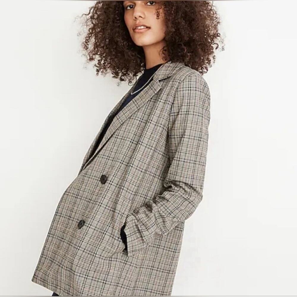 Madewell Checkered Double-Breasted Blazer